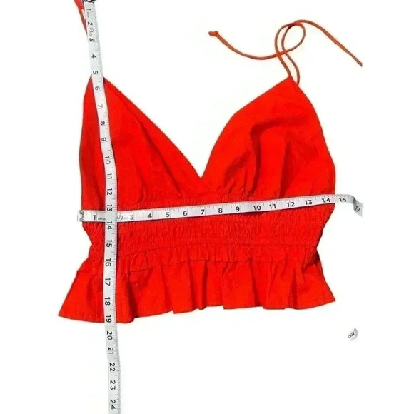 Sim & Sam Juniors XL PAOLINA RED Smocked Strappy Ruffled Tiered Crop Top - Picture 8 of 9